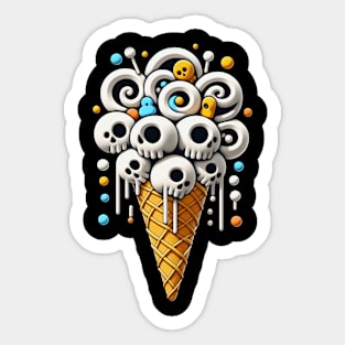 ice cream cone with candy skulls Sticker